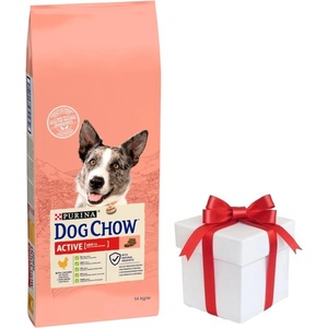 Dog Chow Adult Active Chicken 14 кг + безплатна изненада за кучето