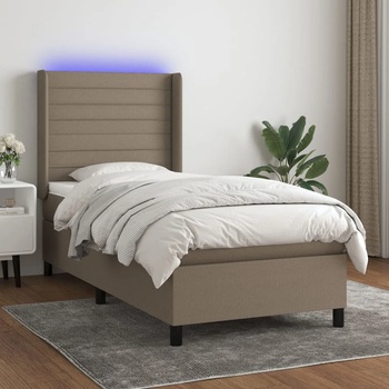 vidaXL Боксспринг легло с матрак и LED, таупе, 90x200 см, плат (3138369)