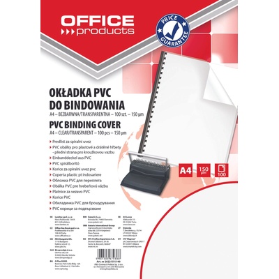 Office Products Корица за подвързване, op, pvc, А4 150микрона опаковка 100, прозр (25870-А)