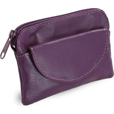 Klíčenka Fialová kožená se zipovou a klopnovou kapsičkou 619-0365-76