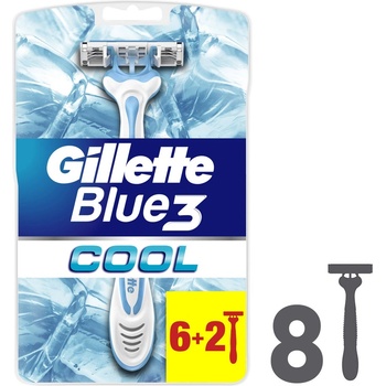 Gillette Blue 3 Мъжка самобръсначка Cool, 6 + 2 броя