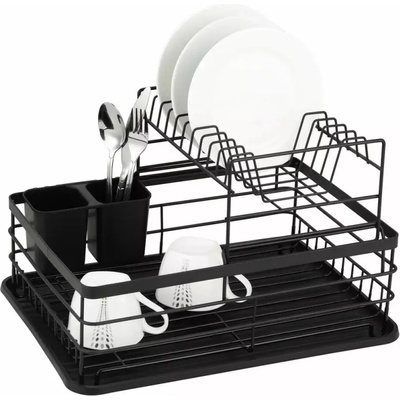 Kinghoff Сушилник за съдове Kinghoff KH 1716, 2 нива, Поставка за прибори, Черен (KH 1716)