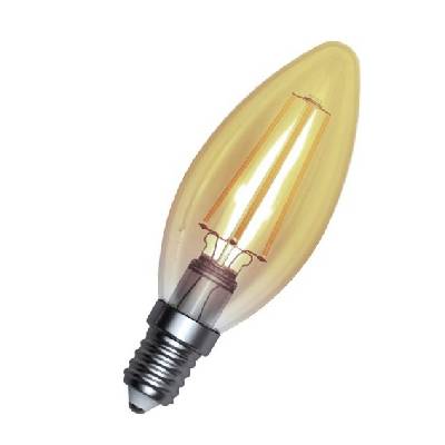 LED žárovka C30 E14 filament 4W zlatá GOLD; 230V; svíčková; SKYLIGHTING (retro )