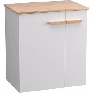 Krofam e-L_WOOD комплект бели стенни шкафове 59 см, кафяв плот 61 см и мивка (139-0007+139-0054+137-0503)