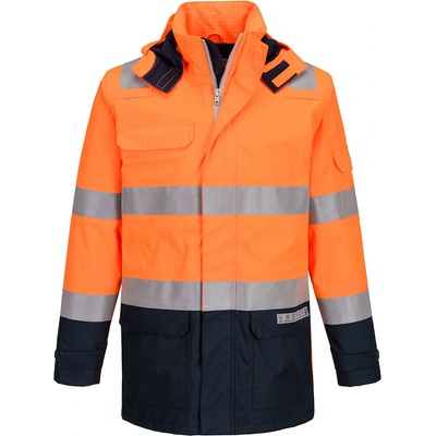 Portwest hi-vis bizflame fr605 / Огнеупорно светлоотразително яке, антистатично и водоустойчиво - hv оранжево/тъмносиньо xl (fr605onrxl)