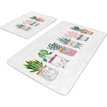 Mila Home Бели кадифени постелки за баня в комплект от 2 бр. 60x100 cm Succulent - Mila Home (Bathmat-2li-SetRyl30)