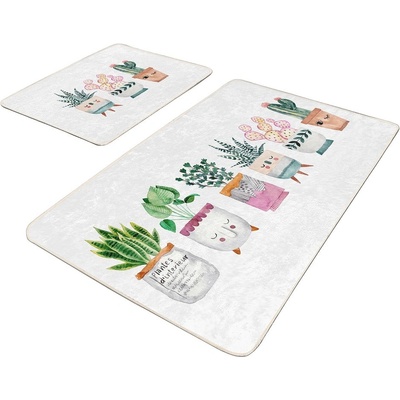 Mila Home Бели кадифени постелки за баня в комплект от 2 бр. 60x100 cm Succulent - Mila Home (Bathmat-2li-SetRyl30)