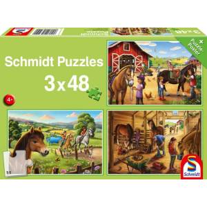 Schmidt Spiele - Puzzle 3x48 My Favourite horses - 40 - 99 piese