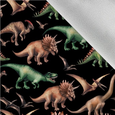 Takoy Látka softshell zimní dino svět na černé