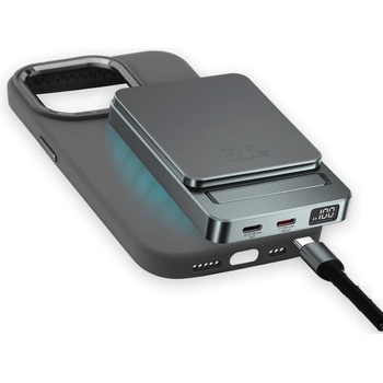 4smarts Комплект преносима външна батерия с безжично зареждане с MagSafe и силиконов кейс с MagSafe за iPhone 15 Pro - 4smarts OneStyle MagSafe PowerBank 5000 mAh With Silicone Case (сив) (540663)