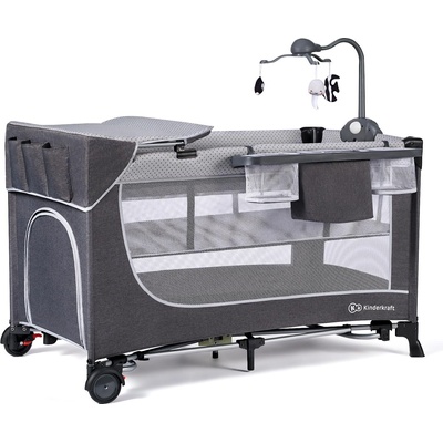 KinderKraft LEODY FULL 2022 сгъваемa кошара с аксесоари сива (NEW023304)