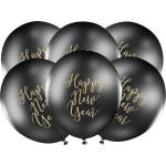 PartyDeco Черен балон - Честита Нова година/Happy New Year
