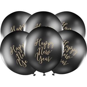 PartyDeco Черен балон - Честита Нова година/Happy New Year