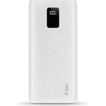 Ttec Външна батерия ttec, PowerSlim Trio, LCD, 20.000mAh, PD 22, 5W, Trio Cable, Бяла (8694470829067)