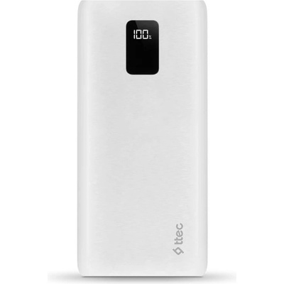 Ttec Външна батерия ttec, PowerSlim Trio, LCD, 20.000mAh, PD 22, 5W, Trio Cable, Бяла (8694470829067)