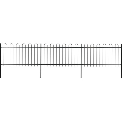 vidaXL Zahradní plot s obloukem nahoře ocelový 537 x 100 cm černý 277658