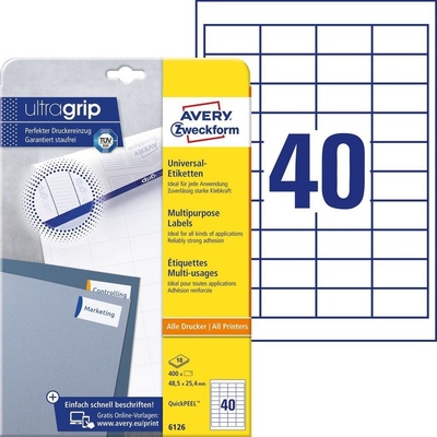 Avery Zweckform 10 listů, A4, bílé 6126