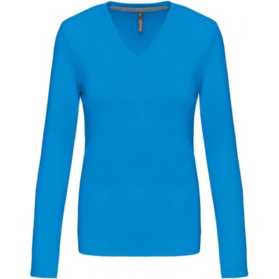 Kariban V-NECK K382 / Дамска тениска с дълъг ръкав - тропическо синьо XXL (20K382i4305)