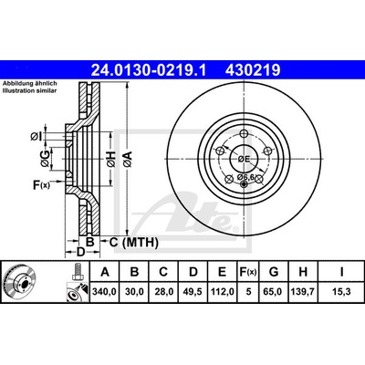 Brzdový kotúč ATE 24.0130-0219.1