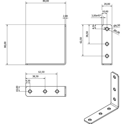 ATM Uholník 80 x 80 x 20 mm