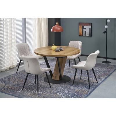 Halmar Кръгла трапезна маса fanis черно / дъб натурален