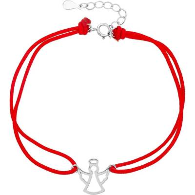 Bealio 13271 stříbrný náramek ANDĚL shamballa provázek 17+3 cm 03-13271-2908