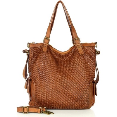 Mazzini Marco dámska kožená shopper kabelka camel v202b hnedá