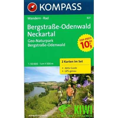 Bergstrasse Odenwald,Neckartal 827 ,2 mapy 1:50T NKOM