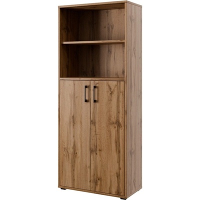 NEJBY Regál vysoký GIANNI PREMIUM s dvierkami typ 1, korpus: dub wotan, dvierka: dub wotan
