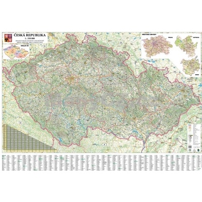 Česká republika silniční - nástěnná mapa 135 x 90 cm, lamino + 2 lišty