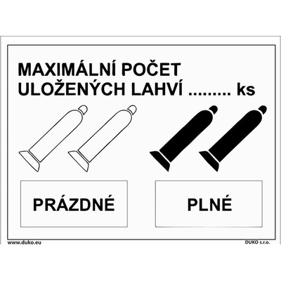 DUKO MAXIMÁLNÍ POČET ULOŽENÝCH LAHVÍ Formát: 200 x 150 mm, Materiál: plast 1 mm, samolepící vinylová fólie