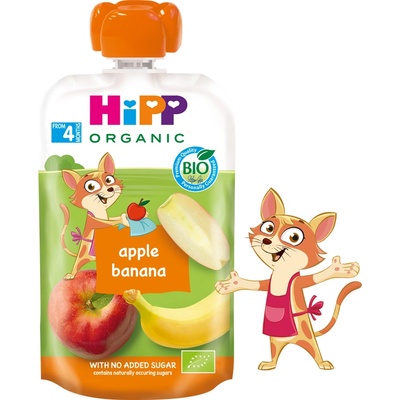 Hipp Organic Плодова закуска ябълка и банан 100г
