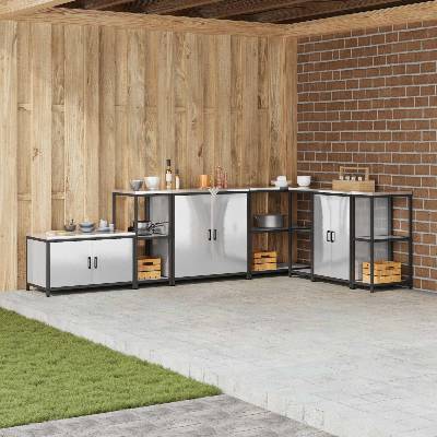 vidaXL Съхранение в кухнята HATTEM Сребристо 40 x 50 x 92 см Стомана (874972)