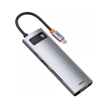 Baseus Hub 8w1 Baseus Metal Gleam Series, USB-C do 3x USB 3.0 + HDMI + USB-C PD + Ethernet RJ45 + microSD/SD