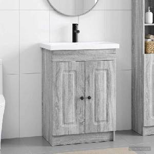 vidaXL Комплект мебели за баня Сив Сонома 78, 5 x 37, 5 x 81 cm (3404180)
