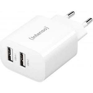 Intenso W24AA 2x USB-A захранващ адаптер, бял 7802412 (7802412)