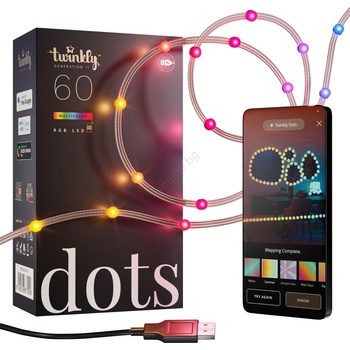 Twinkly TWD060STP-T - LED RGB гирлянд DOTS с регулируема яркост 60xLED 7 m USB Wi-Fi (TW0072)