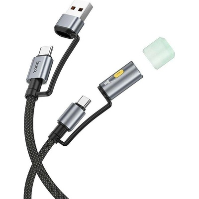 Hoco U138 All-In-One USB A Typ C na Typ C Led Light 3A 60W U138 1,2m černý