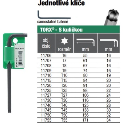 Bondhus L.-klíč LT-55 TORX/karta 11755