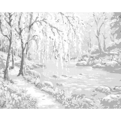 ZUTY Bodkovanie - RUŽOVÝ STROM NAD RIEKOU Rámovanie: vypnuté plátno na rám, Rozmer: 40x50 cm