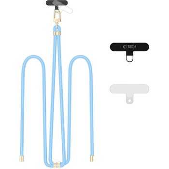 Tech-Protect Универсален ремък 75 см за смартфон от Tech-Protect C7S Rope Crossbody - Baby Blue / Gold (5906302375738)