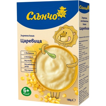 Слънчо Био безмлечна каша Слънчо - Царевица, 6 м+, 180 g (3800005012216)