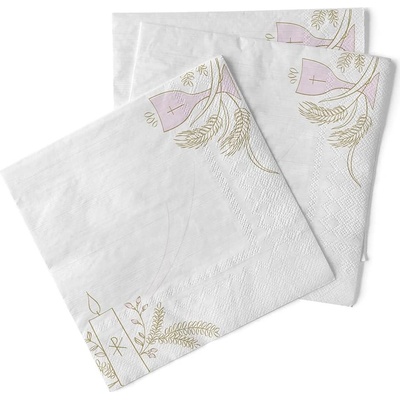 Mank 87092 obrúsky Tissue prvé sväté prijímanie ružové 100ks 33x33cm