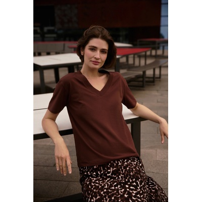 Moodo Кафяв топ с V-образно деколте Moodo Moodo | Kafyav | ЖЕНИ | XS