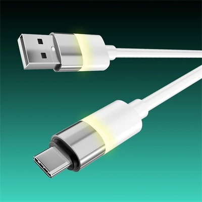 Avax CB312 GLOWY 18 W USB-A – USB-C 1m bílý