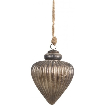 Clayre & Eef Zlatohnědá vintage skleněná vánoční ozdoba - 16*18 cm