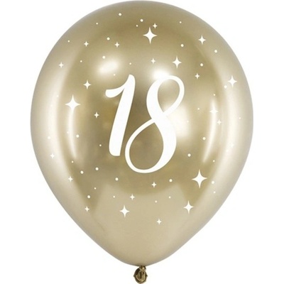 PartyDeco BALÓNIKY latexové chrómové 18. narodeniny zlaté 30cm