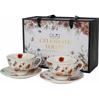 Duo Duo Porcelánová šálka na nohe s podšálkou Royal Rebecca sada 2ks 250 ml