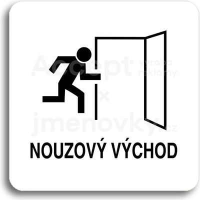 ACCEPT Piktogram nouzový východ II - bílá tabulka - černý tisk bez rámečku