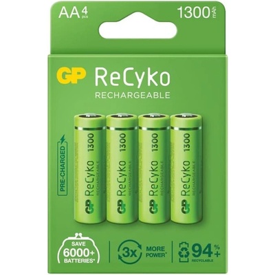 GP Batteries Акумулаторни батерии GP R6 130AAHC-EB4, AA, 1.2V, 1300mAh, NiMH, 4 бр (130AAHC-EB4)